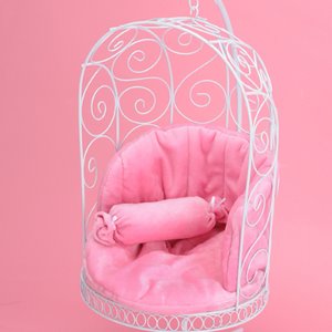 1/4 Scale Bird Cage Style Iron Chair (White/Pink)